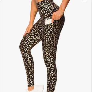 High Waist Metallic leopard leggings